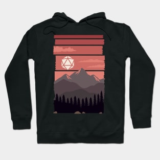 Sunset Over Mountains Polyhedral Dice Sun Tabletop RPG Landscape Hoodie